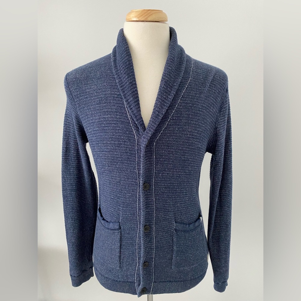 Jack and Jones Mens size Medium Vintage Style Dark Blue Knit Cardigan